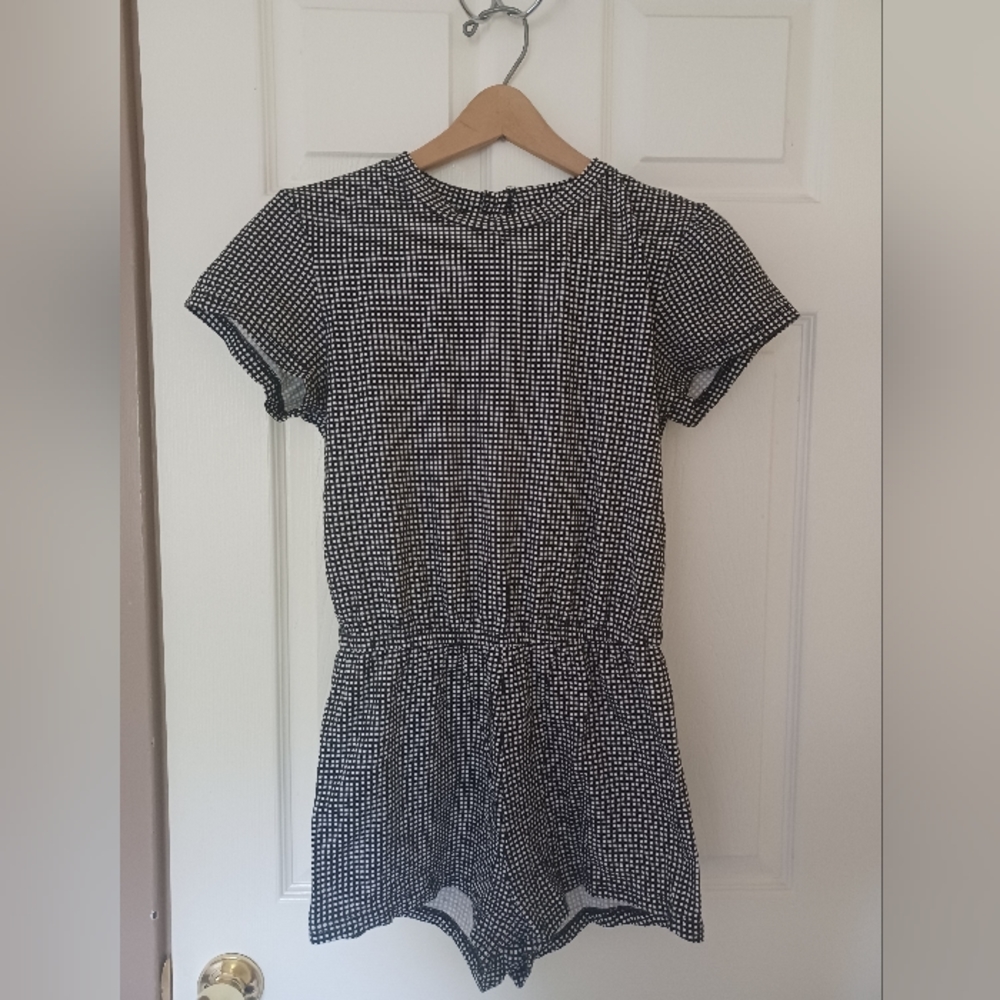 Romper, black and white with defined waist